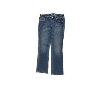 INC Bootleg Regular Fit Distressed Women's size 12P Dark Wash Blue Denim Jeans